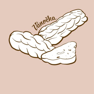 Elle çizilmiş Vanocka ekmeği çizimi. Ayrılmış, genellikle Çek Cumhuriyeti, Slovakya 'da biliniyor. Vektör çizim serisi.