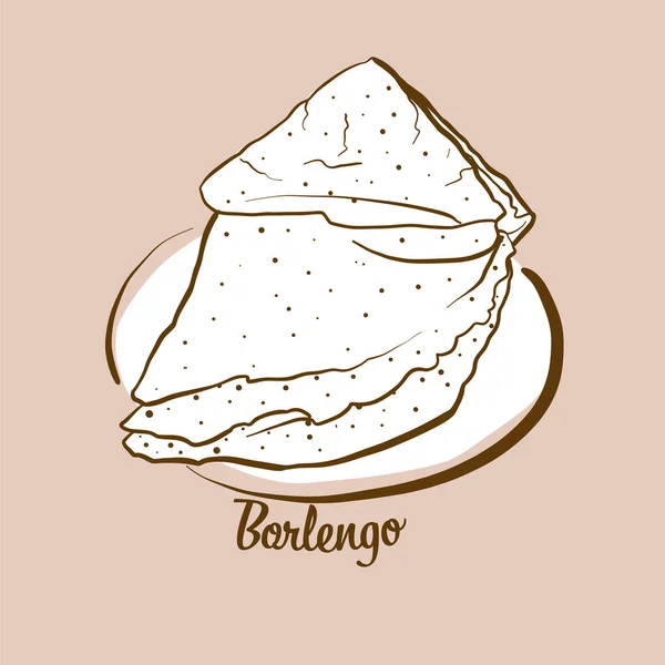 Χειροποίητη Απεικόνιση Ψωμιού Borlengo Τηγανίτες Συνήθως Γνωστοί Στην Ιταλία Σειρά — Διανυσματικό Αρχείο