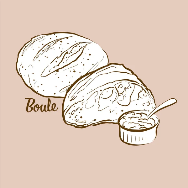 Hand Drawn Boule Bread Illustration Yeast Bread Usually Known France — Stock Vector