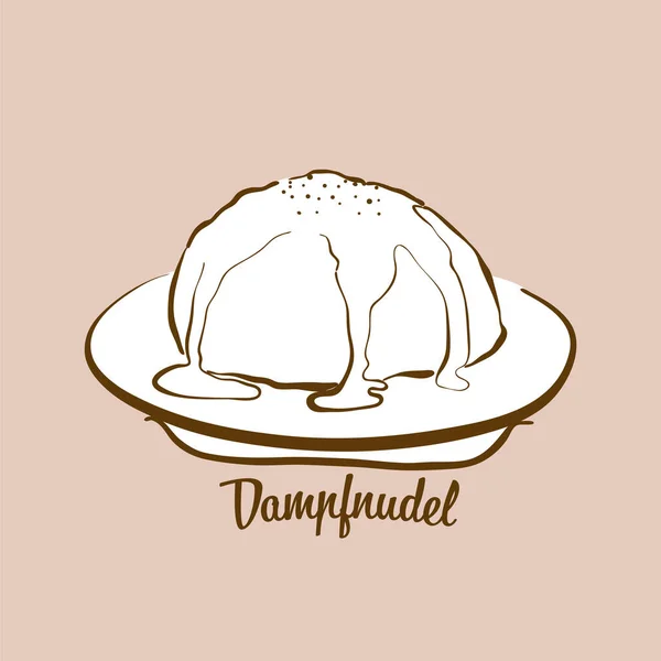 手绘Dampfnudel面包插图 甜面包 通常在德国很有名 矢量绘图系列 — 图库矢量图片