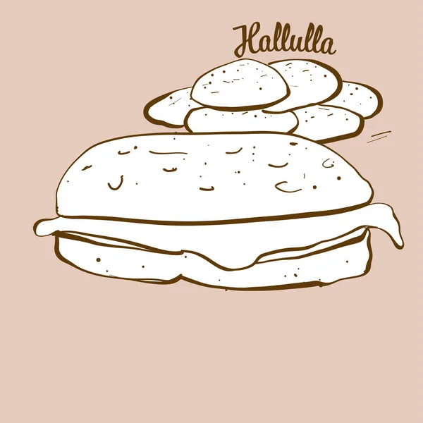 Ilustrasi Roti Hallulla Buatan Tangan Roti Pipih Biasanya Dikenal Chili - Stok Vektor