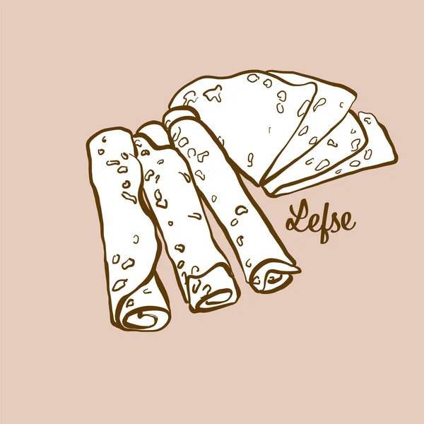 Ilustração Pão Lefse Desenhado Mão Flatbread Geralmente Conhecido Noruega Série — Vetor de Stock