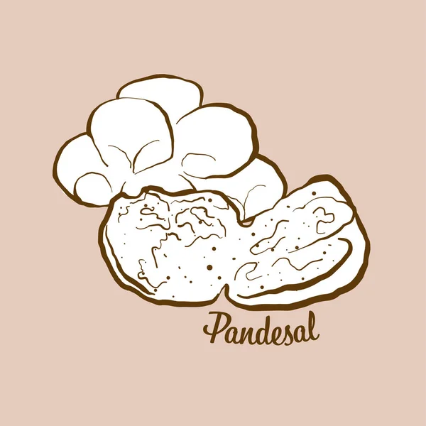 Handritad Pandesal Bröd Illustration Sött Bröd Vanligen Känt Filippinerna Vektorritningsserie — Stock vektor