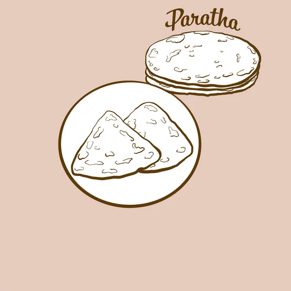 Ilustrasi Roti Paratha Buatan Tangan Roti Datar Biasanya Dikenal India - Stok Vektor
