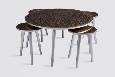 Kahve masası beyaz arka plan ve siyah arkaplan