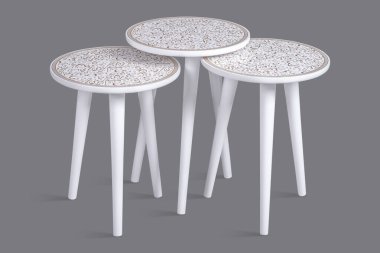 Kahve masası beyaz arka plan ve siyah arkaplan