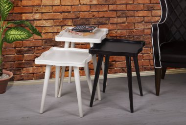 ahşap sehpa sehpası arka planı ve beyaz arka plan