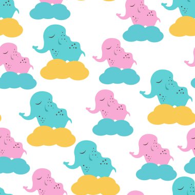 Şirin Dikişsiz çocukça desen İskandinav tarzı ile fil içinde çocuklar için.