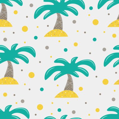 Şirin Dikişsiz çocukça desen İskandinav tarzı ile palmiye ağacı içinde çocuklar için.
