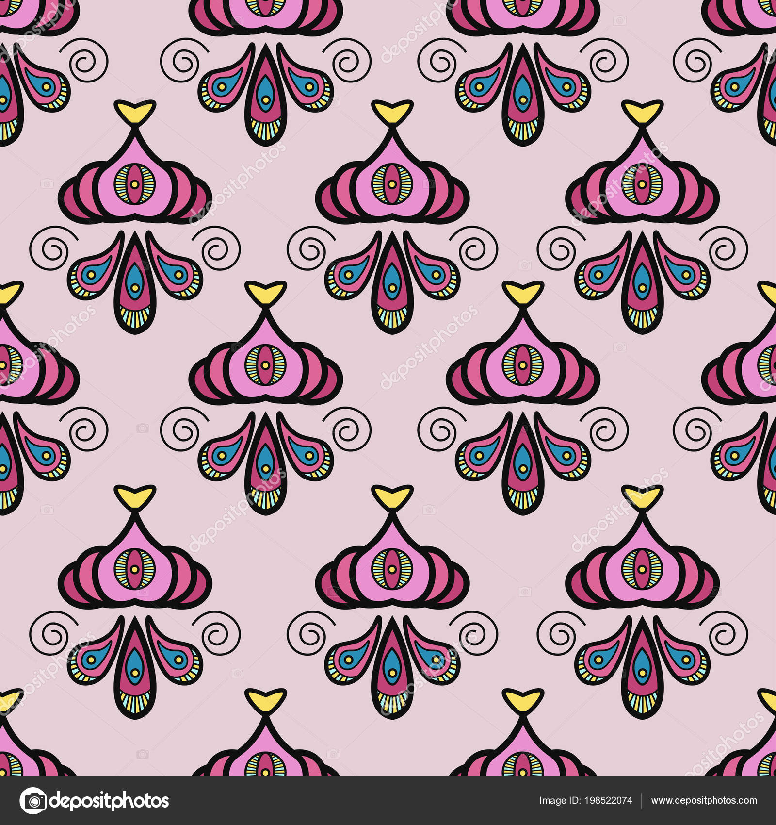 Seamless Asian Pattern With Ethnic Symbol Style For Traditional Textile, Seamless Asian Pattern With Ethnic Symbol Style For Traditional Textile,