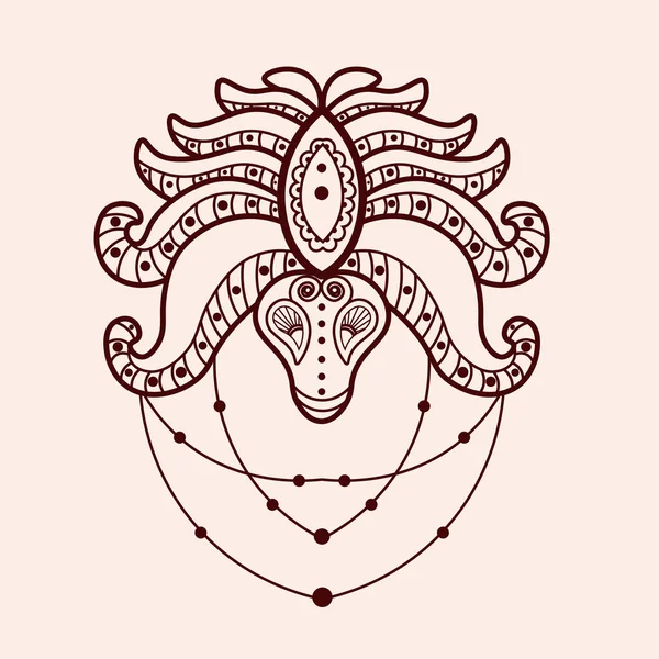 Mehndi símbolo étnico indio tradicional. Bueno para el diseño de henna, tatuaje, tela, textil, impresión de la camiseta o cartel — Vector de stock