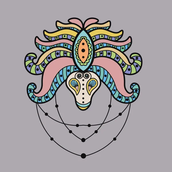 Mehndi coloreado símbolo étnico indio tradicional. Bueno para diseño de henna, tela, textil, impresión de camiseta o póster . — Vector de stock