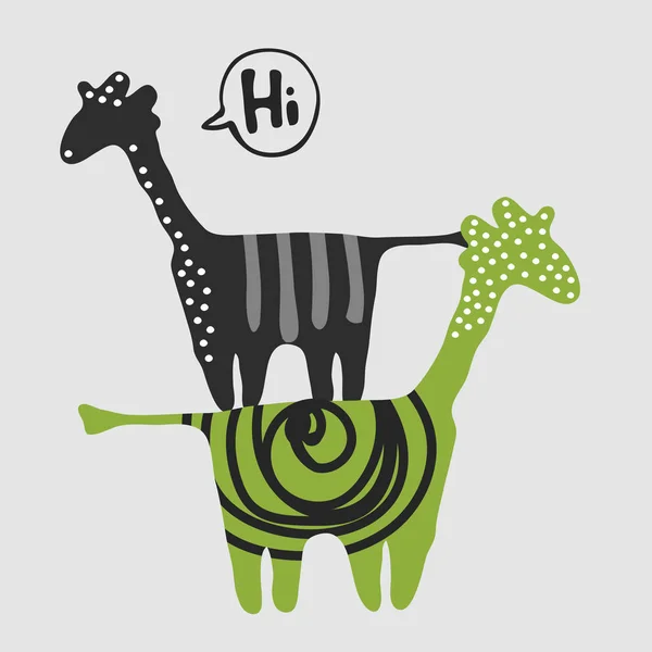 Cartel con jirafas. Imagen animal en estilo escandinavo. Para niños y niños. Para textiles, tejidos, envolturas o carteles — Vector de stock