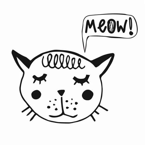 北欧風の子猫かわいい猫の描かれたイラストを手します。繊維、t シャールは、ポスターを印刷します。子供のアート デザイン — ストックベクタ