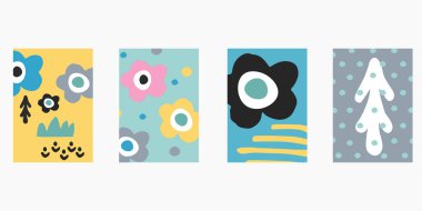 Güzel bir çocuk çizim seti. El posterler İskandinav tarzında çekilmiş çocuk, posterler veya afiş, tebrik kartları için. t-shirt yazdırır. Kreş çizimler