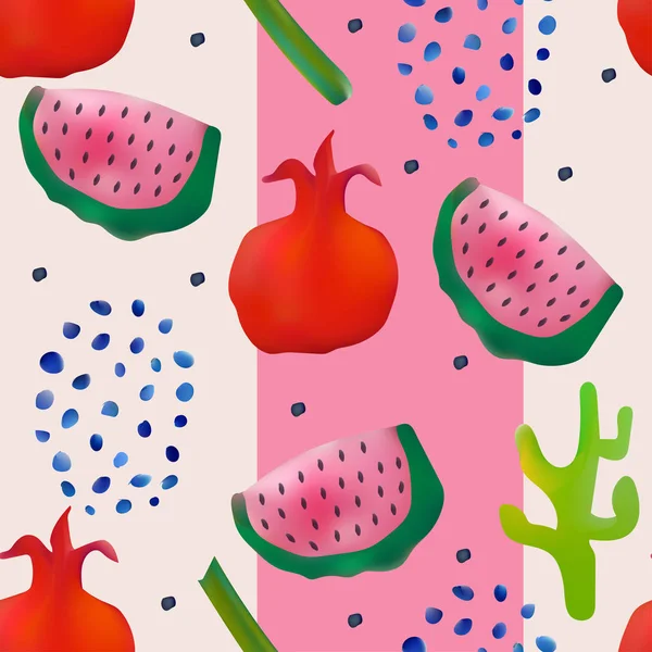 Motif de dégradé moderne avec des fruits tropicaux. Illustration contemporaine — Image vectorielle