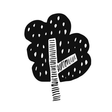 Silüeti el İskandinav tarzı çizilmiş ağacında.