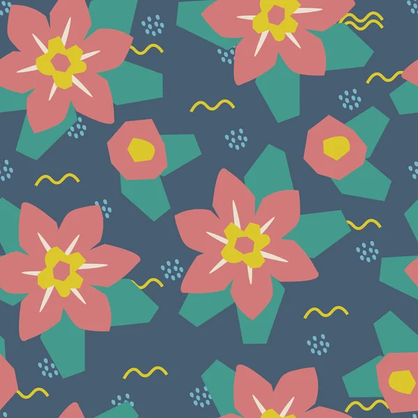 Patrón abstracto con flores. Patrón floral. Collage arte — Archivo Imágenes Vectoriales