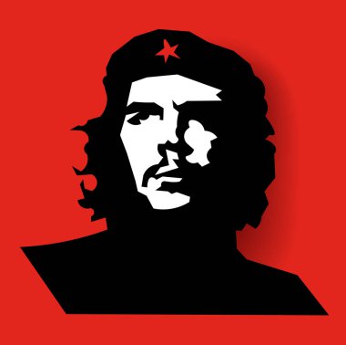 Kırmızı zemin üzerine bir adam portresi. Soyut sanat.