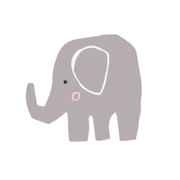 Éléphant mignon dans un style scandinave. Illustration animale . — Image vectorielle