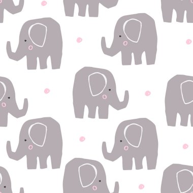 Sevimli fil İskandinav tarzı. Hayvan illüstrasyon.