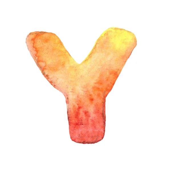 Watercolor hand painted letter y. — Stock Photo, Image