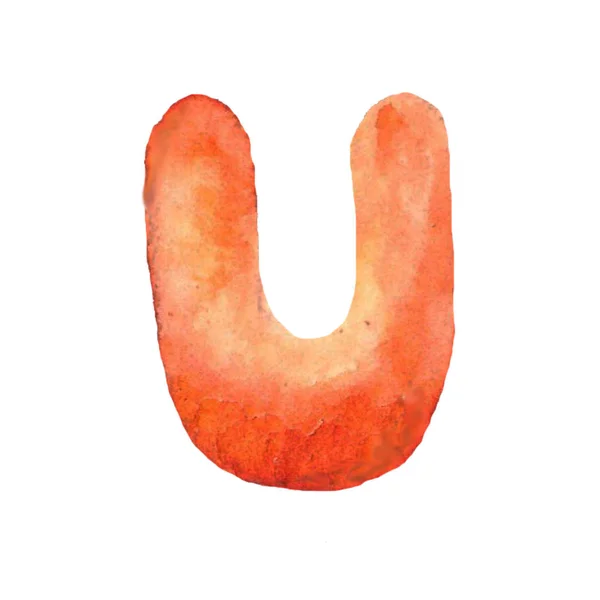 Watercolor hand painted letter u. — Stock Photo, Image