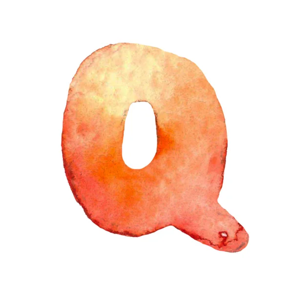 Watercolor hand painted letter q. — Stock Photo, Image