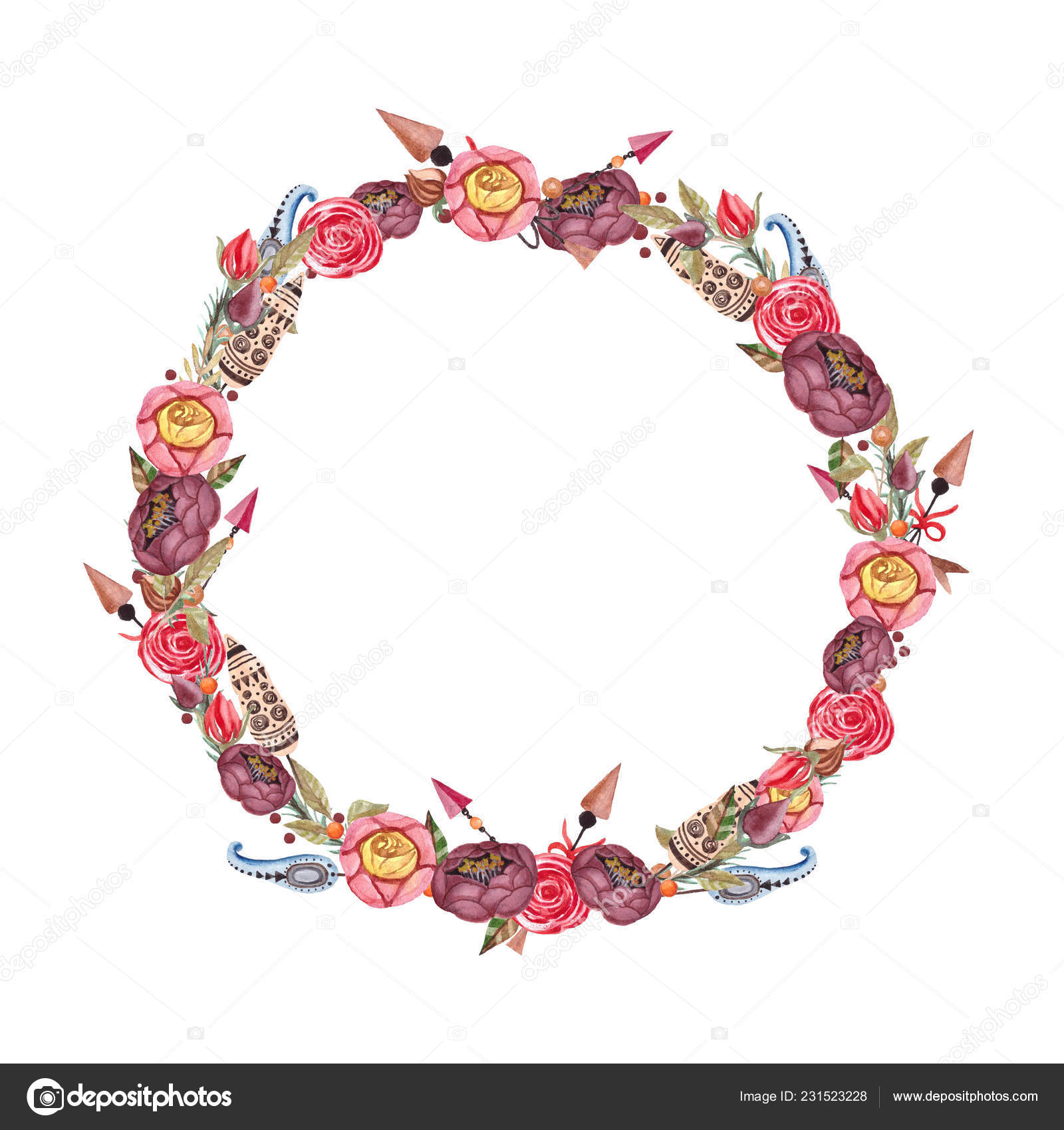 Floral wreath printable Watercolor botanical, floral picture about Printable Wreath Template identify Floral wreath printable Watercolor botanical, floral