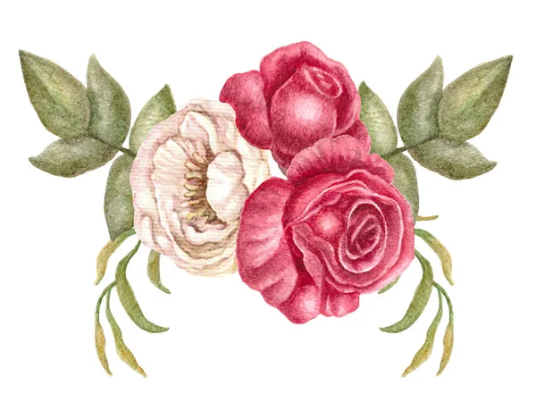 Kwiaty akwarela, ilustracja kwiatowy bukiet, botaniczny sztuki dla wedding design, templat zaproszenie, wydruki, tekstylny. — Zdjęcie stockowe