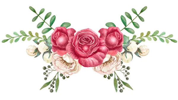 Watercolor flowers, Floral bouquet illustration, Botanical art for wedding design, invitation templat, prints, textile.
