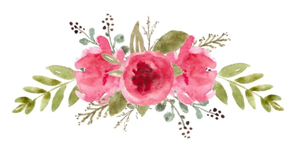 Flores de acuarela, Ilustración de ramo floral, Arte botánico para el diseño de la boda, plantilla de invitación, impresiones, textiles . — Foto de Stock