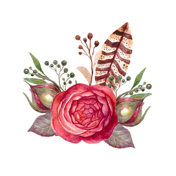 Kwiaty akwarela, ilustracja kwiatowy bukiet, botaniczny sztuki dla wedding design, templat zaproszenie, wydruki, tekstylny. — Zdjęcie stockowe