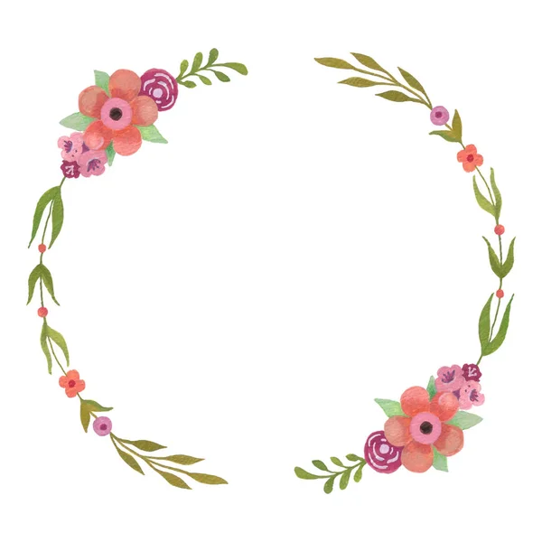 Corona floral, marco de acuarela, ilustración de flor pintada a mano, flores de boda, plantilla de invitación . —  Fotos de Stock