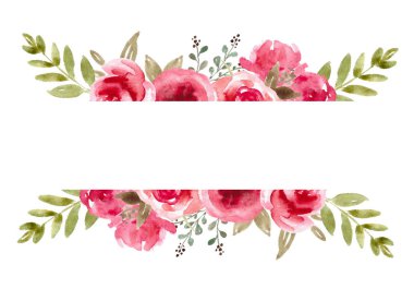 Düğün Çerçevesi, Suluboya Fon, Yeşillik li El Boyalı Wraeth. Davet Şablonu, tebrik kartı.