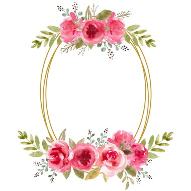 Düğün Çerçevesi, Suluboya Fon, Yeşillik li El Boyalı Wraeth. Davet Şablonu, tebrik kartı.