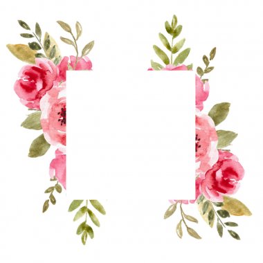 Düğün Çerçevesi, Suluboya Fon, Yeşillik li El Boyalı Wraeth. Davet Şablonu, tebrik kartı.