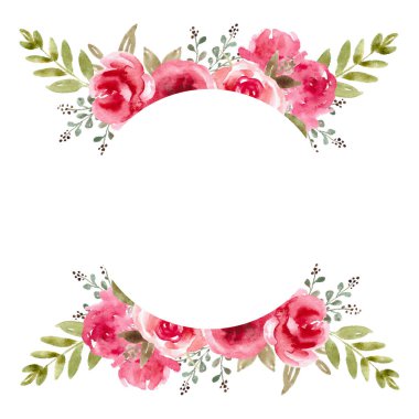 Düğün Çerçevesi, Suluboya Fon, Yeşillik li El Boyalı Wraeth. Davet Şablonu, tebrik kartı.