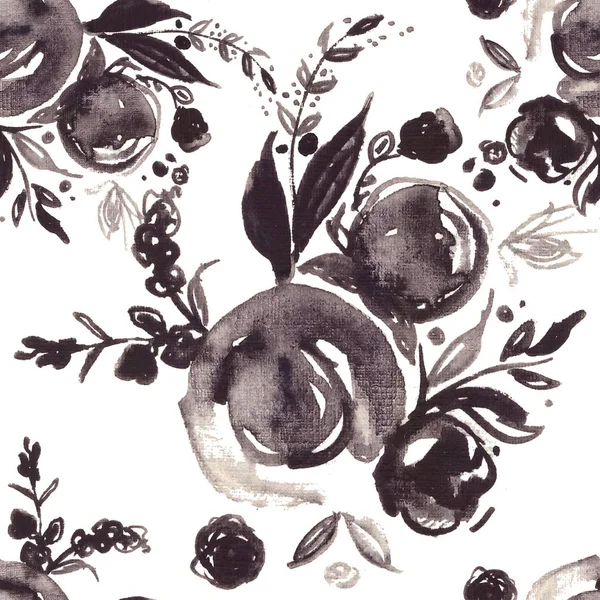 Sömlöst mönster, blommiga sömlösa mönster, digitalt papper, botaniska illustration för textil, tyg. Bröllop, plantskola bakgrund. — Stockfoto