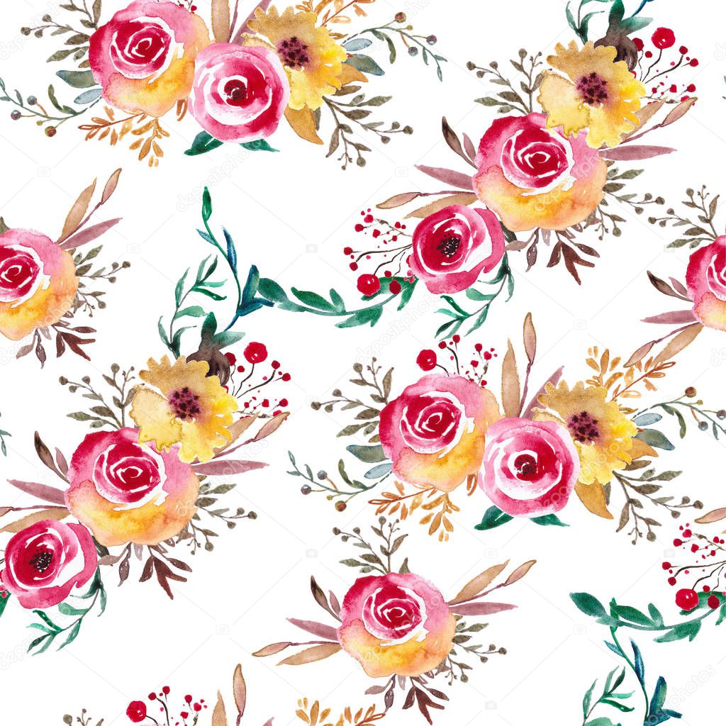 Seamless Pattern, Floral seamless pattern, Digital paper , botanical illustration for textile, fabric. Wedding, nursery background.