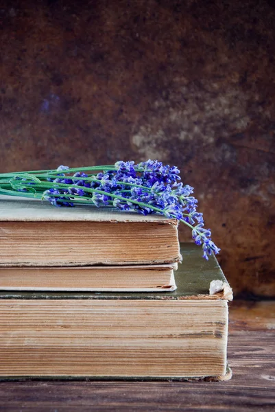 Lavender on an old book — Stock Photo, Image