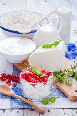 Süzme peynir, ekşi krema, peynir, krema, yoğurt ve süt