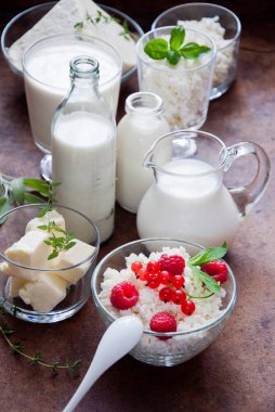 Kırmızı çilek ve Doğal süt ürünleri ile köy peyniri