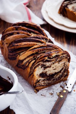 Çikolatalı brioche, geleneksel Polonya tatlı Noel ekmeği