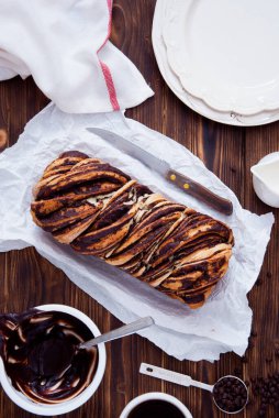Çikolatalı brioche, geleneksel Polonya tatlı Noel ekmeği