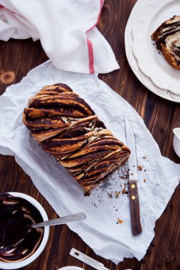 Çikolatalı brioche, geleneksel Polonya tatlı Noel ekmeği