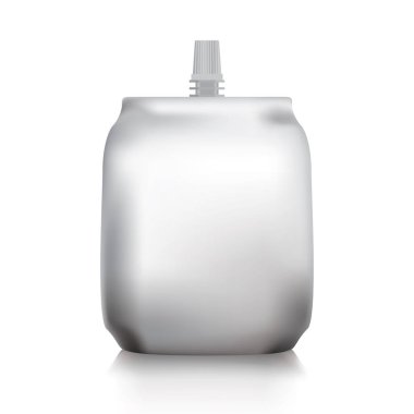 Boş folyo poşet beyaz arka plan üzerinde yiyecek veya içecek için kapak ile stand up.