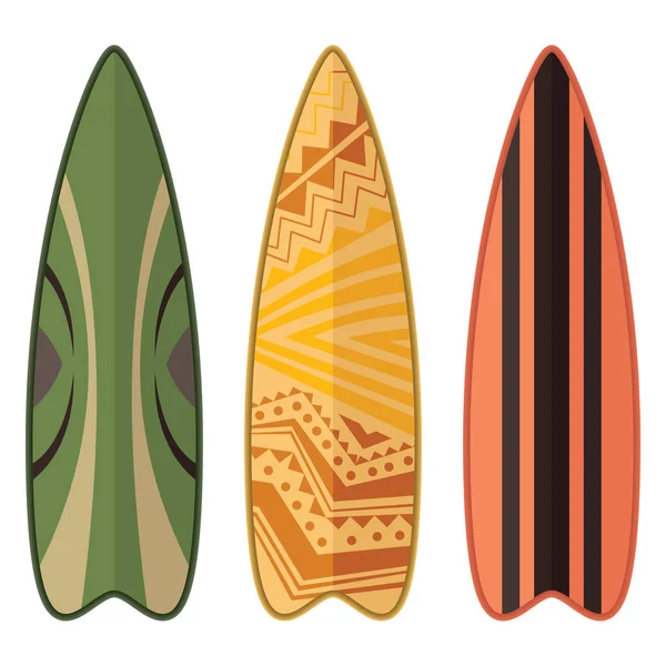 Sada Surfových Surboardy Izolovaná Bílém Pozadí Nádherné Surboardy — Stockový vektor