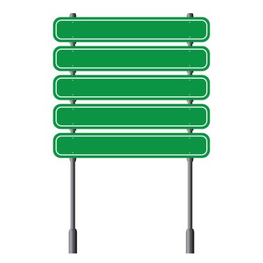 Beyaz arka planda yeşil trafik yolu tabelası.