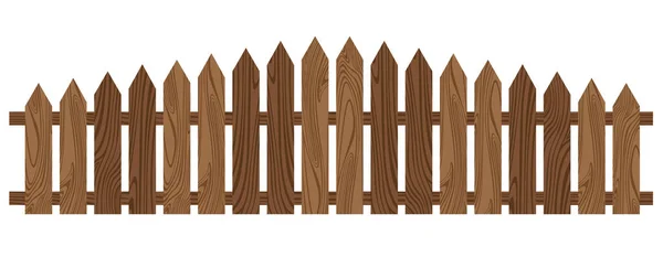 Деревянный Забор Изолирован Белом Фоне Красивый Коричневый Забор — стоковый вектор